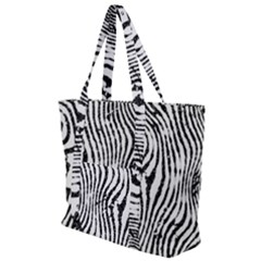 Zebra Print Stripes Zip Up Canvas Bag by SpinnyChairDesigns