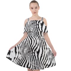 Zebra Print Stripes Cut Out Shoulders Chiffon Dress