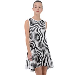 Zebra Print Stripes Frill Swing Dress by SpinnyChairDesigns