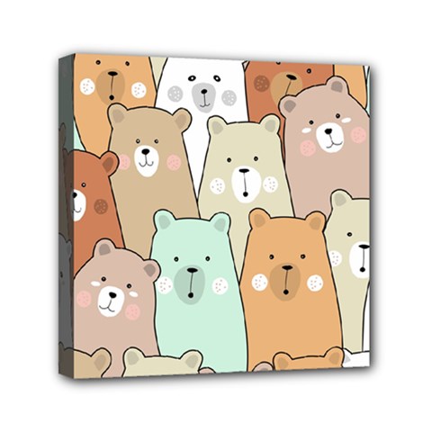 Colorful-baby-bear-cartoon-seamless-pattern Mini Canvas 6  X 6  (stretched) by Sobalvarro