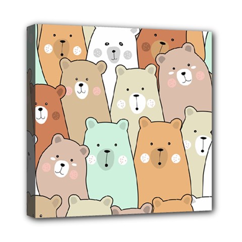 Colorful-baby-bear-cartoon-seamless-pattern Mini Canvas 8  x 8  (Stretched)