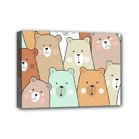Colorful-baby-bear-cartoon-seamless-pattern Mini Canvas 7  X 5  (stretched) by Sobalvarro