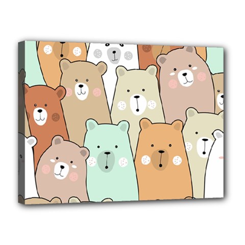 Colorful-baby-bear-cartoon-seamless-pattern Canvas 16  x 12  (Stretched)