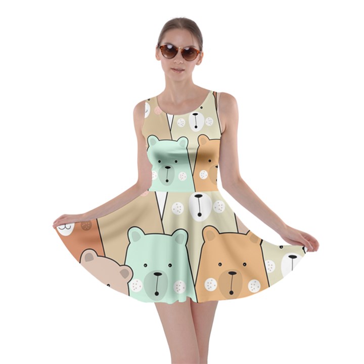 Colorful-baby-bear-cartoon-seamless-pattern Skater Dress