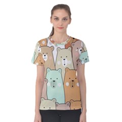 Colorful-baby-bear-cartoon-seamless-pattern Women s Cotton Tee