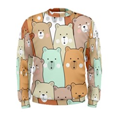 Colorful-baby-bear-cartoon-seamless-pattern Men s Sweatshirt