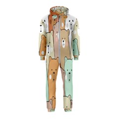 Colorful-baby-bear-cartoon-seamless-pattern Hooded Jumpsuit (Kids)