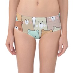 Colorful-baby-bear-cartoon-seamless-pattern Mid-waist Bikini Bottoms by Sobalvarro