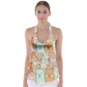 Colorful-baby-bear-cartoon-seamless-pattern Babydoll Tankini Top View1