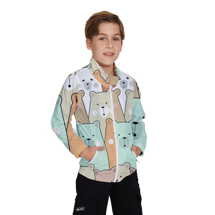 Colorful-baby-bear-cartoon-seamless-pattern Kids  Windbreaker