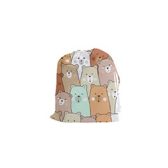 Colorful-baby-bear-cartoon-seamless-pattern Drawstring Pouch (XS)