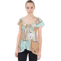 Colorful-baby-bear-cartoon-seamless-pattern Lace Front Dolly Top