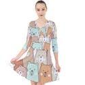 Colorful-baby-bear-cartoon-seamless-pattern Quarter Sleeve Front Wrap Dress View1