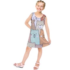 Colorful-baby-bear-cartoon-seamless-pattern Kids  Tunic Dress