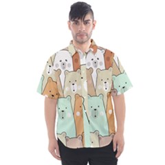 Colorful-baby-bear-cartoon-seamless-pattern Men s Short Sleeve Shirt