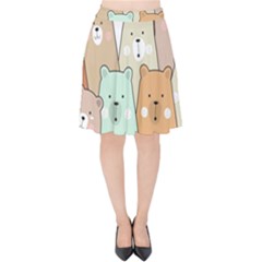 Colorful-baby-bear-cartoon-seamless-pattern Velvet High Waist Skirt