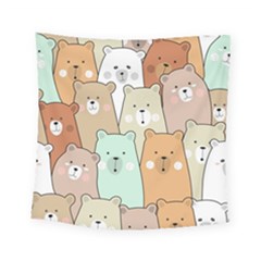 Colorful-baby-bear-cartoon-seamless-pattern Square Tapestry (Small)