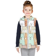 Colorful-baby-bear-cartoon-seamless-pattern Kids  Hooded Puffer Vest