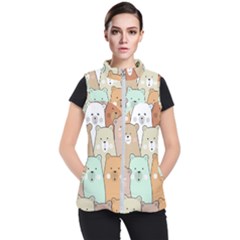 Colorful-baby-bear-cartoon-seamless-pattern Women s Puffer Vest