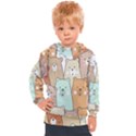 Colorful-baby-bear-cartoon-seamless-pattern Kids  Hooded Pullover View1