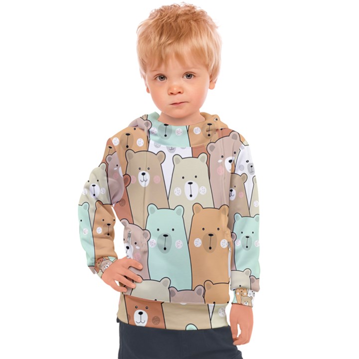 Colorful-baby-bear-cartoon-seamless-pattern Kids  Hooded Pullover