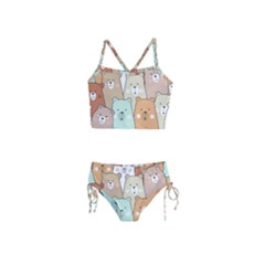 Colorful-baby-bear-cartoon-seamless-pattern Girls  Tankini Swimsuit