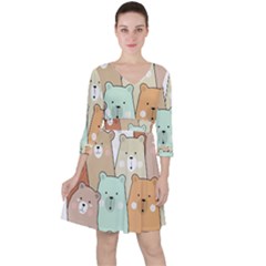Colorful-baby-bear-cartoon-seamless-pattern Ruffle Dress