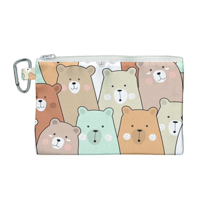 Colorful-baby-bear-cartoon-seamless-pattern Canvas Cosmetic Bag (Medium)