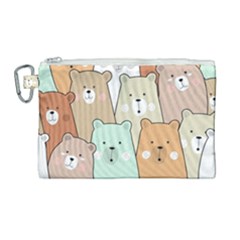 Colorful-baby-bear-cartoon-seamless-pattern Canvas Cosmetic Bag (Large)