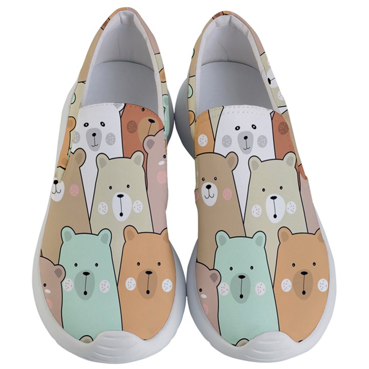 Colorful-baby-bear-cartoon-seamless-pattern Women s Lightweight Slip Ons