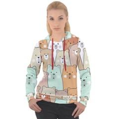 Colorful-baby-bear-cartoon-seamless-pattern Women s Overhead Hoodie