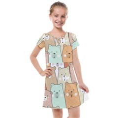 Colorful-baby-bear-cartoon-seamless-pattern Kids  Cross Web Dress by Sobalvarro