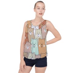 Colorful-baby-bear-cartoon-seamless-pattern Bubble Hem Chiffon Tank Top