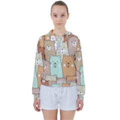 Colorful-baby-bear-cartoon-seamless-pattern Women s Tie Up Sweat by Sobalvarro