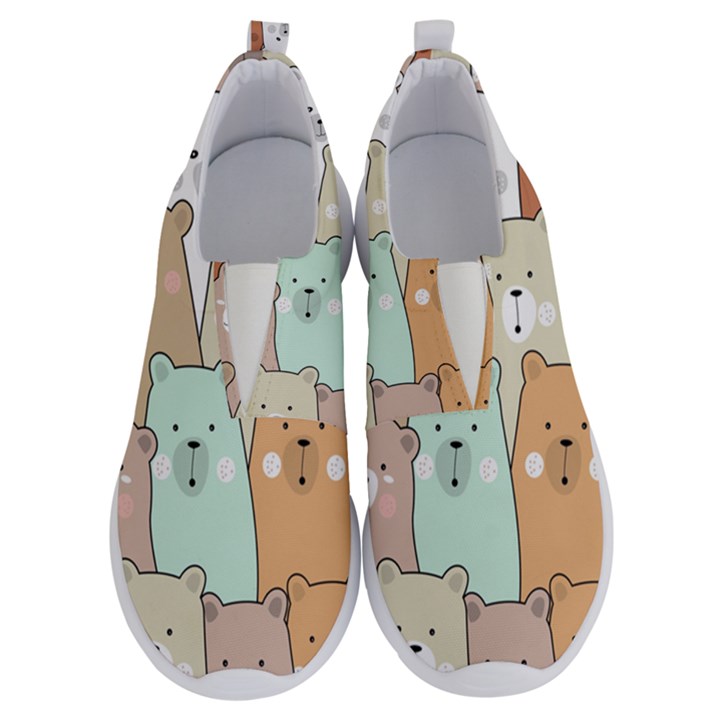 Colorful-baby-bear-cartoon-seamless-pattern No Lace Lightweight Shoes