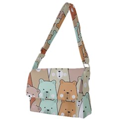 Colorful-baby-bear-cartoon-seamless-pattern Full Print Messenger Bag (S)