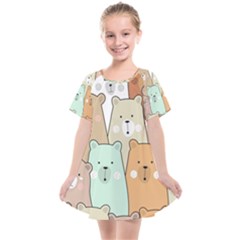 Colorful-baby-bear-cartoon-seamless-pattern Kids  Smock Dress