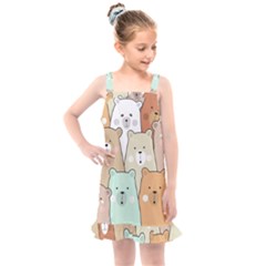 Colorful-baby-bear-cartoon-seamless-pattern Kids  Overall Dress
