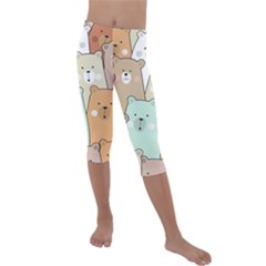 Colorful-baby-bear-cartoon-seamless-pattern Kids  Lightweight Velour Capri Leggings 