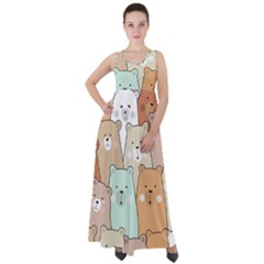 Colorful-baby-bear-cartoon-seamless-pattern Empire Waist Velour Maxi Dress