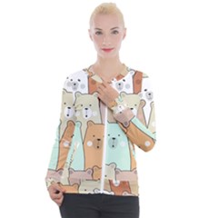 Colorful-baby-bear-cartoon-seamless-pattern Casual Zip Up Jacket