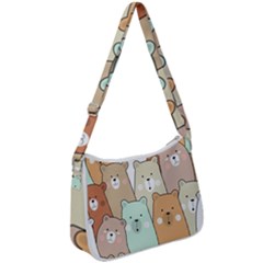 Colorful-baby-bear-cartoon-seamless-pattern Zip Up Shoulder Bag by Sobalvarro