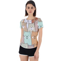 Colorful-baby-bear-cartoon-seamless-pattern Back Cut Out Sport Tee