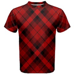 Red and Black Plaid Stripes Men s Cotton Tee