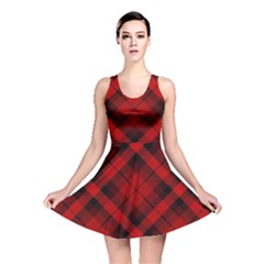 Red and Black Plaid Stripes Reversible Skater Dress