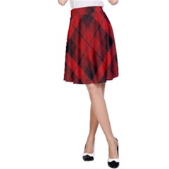 Red and Black Plaid Stripes A-Line Skirt