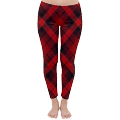 Red and Black Plaid Stripes Classic Winter Leggings