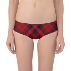 Red and Black Plaid Stripes Classic Bikini Bottoms