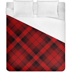 Red and Black Plaid Stripes Duvet Cover (California King Size)