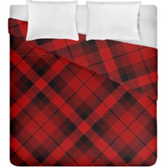 Red and Black Plaid Stripes Duvet Cover Double Side (King Size)